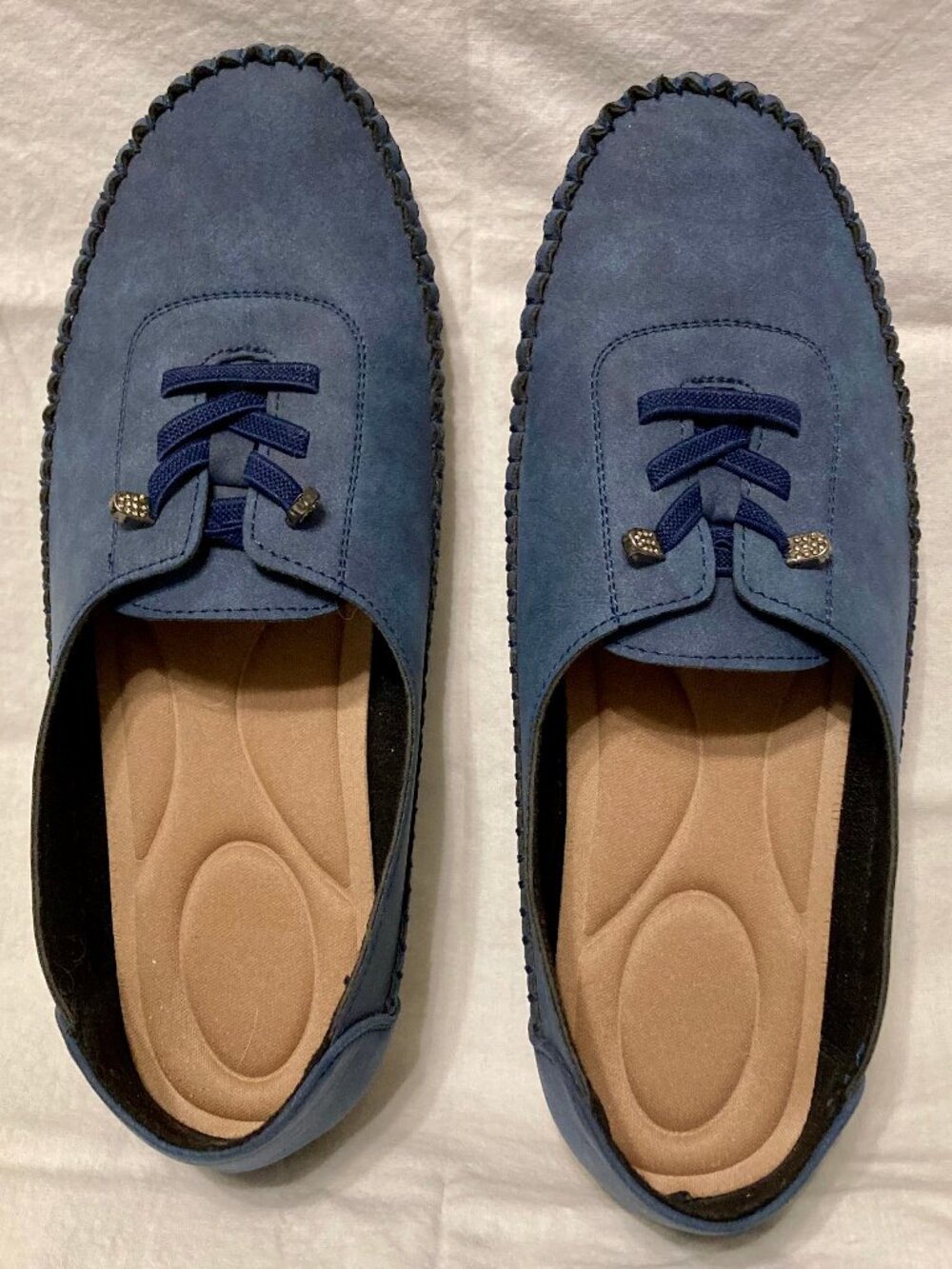 SEE MEASUREMENTS, Suedette Mocs, Blue